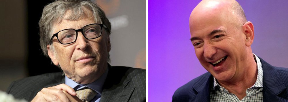 O CEO da Amazon, Jeff Bezos, superou Bill Gates e passa a ser a pessoa mais rica do mundo, com fortuna pela primeira vez acima de US$ 90 bilhões, de acordo com a Forbes. Na abertura de mercado nesta quinta-feira, Bezos acumulava patrimônio de US$ 90,5 bilhões, o que o coloca US$ 400 milhões à frente do fundador da Microsoft, Bill Gates (Foto: Romulo Faro) O CEO da Amazon, Jeff Bezos, superou Bill Gates e passa a ser a pessoa mais rica do mundo, com fortuna pela primeira vez acima de US$ 90 bilhões, de acordo com a Forbes. Na abertura de mercado nesta quinta-feira, Bezos acumulava patrimônio de US$ 90,5 bilhões, o que o coloca US$ 400 milhões à frente do fundador da Microsoft, Bill Gates