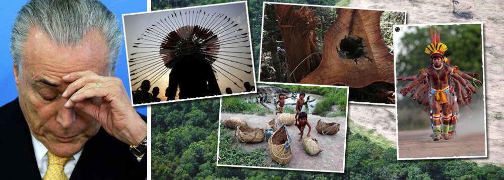 Em busca de 221 votos dos parlamentares que representam o agronegócio no Congresso, para se livrar das denúncias de corrupção e outros crimes contra ele, Michel Temer coloca em risco a política ambiental brasileira e até os direitos dos indígenas; recentemente, ele enviou ao Congresso um projeto de lei que retira 27% da Floresta Nacional (Flona) do Jamanxim, no sudoeste do Pará, na região Amazônica, para legalizar grileiros e posseiros dentro da área; reunião realizada com a líder do PSB na semana passada, a deputada Tereza Cristina, que também é produtora rural, revelou que Temer prometeu intervir em demandas da bancada ruralista junto à Receita Federal; ambientalistas fazem coro ao dizer que o atual momento é um dos mais críticos para a agenda ambiental na história recente do País (Foto: Gisele Federicce) Em busca de 221 votos dos parlamentares que representam o agronegócio no Congresso, para se livrar das denúncias de corrupção e outros crimes contra ele, Michel Temer coloca em risco a política ambiental brasileira e até os direitos dos indígenas; recentemente, ele enviou ao Congresso um projeto de lei que retira 27% da Floresta Nacional (Flona) do Jamanxim, no sudoeste do Pará, na região Amazônica, para legalizar grileiros e posseiros dentro da área; reunião realizada com a líder do PSB na semana passada, a deputada Tereza Cristina, que também é produtora rural, revelou que Temer prometeu intervir em demandas da bancada ruralista junto à Receita Federal; ambientalistas fazem coro ao dizer que o atual momento é um dos mais críticos para a agenda ambiental na história recente do País