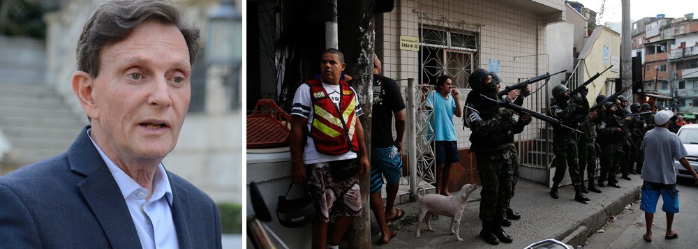 Somente após 15 horas depois do início dos confrontos que deixaram pelo menos um ferido, fecharam a estrada Lagoa-Barra e causaram intervenção de tropas federais na comunidade da Rocinha, o prefeito do Rio de Janeiro, Marcelo Crivella, se manifestou; em nota, o prefeito diz que "acompanha a situação na comunidade e expressa solidariedade e tristeza pelos moradores que estão passando por dias difíceis" (Foto: Charles Nisz) Somente após 15 horas depois do início dos confrontos que deixaram pelo menos um ferido, fecharam a estrada Lagoa-Barra e causaram intervenção de tropas federais na comunidade da Rocinha, o prefeito do Rio de Janeiro, Marcelo Crivella, se manifestou; em nota, o prefeito diz que "acompanha a situação na comunidade e expressa solidariedade e tristeza pelos moradores que estão passando por dias difíceis"