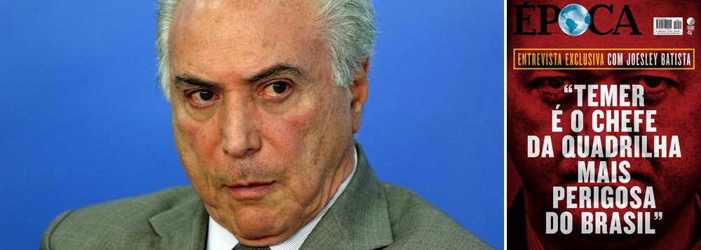 Em nota divulgada neste sábado, Michel Temer anunciou que irá processar o empresário Joesley Batista, que o chamou de chefe da "maior e mais perigosa quadrilha" do Brasil; "Na segunda-feira, serão protocoladas ações civil e penal contra ele. Suas mentiras serão comprovadas e será buscada a devida reparação financeira pelos danos que causou, não somente à instituição Presidência da República, mas ao Brasil. O governo não será impedido de apurar e responsabilizar o senhor Joesley Batista por todos os crimes que praticou, antes e após a delação", diz Temer; na nota, no entanto, ele não explica porque Rodrigo Rocha Loures, seu ex-assessor especial, recebeu uma mala com R$ 500 mil em propinas, depois de ser indicado para ser o interlocutor de Temer com a JBS (Foto: Ana Pupulin) Em nota divulgada neste sábado, Michel Temer anunciou que irá processar o empresário Joesley Batista, que o chamou de chefe da "maior e mais perigosa quadrilha" do Brasil; "Na segunda-feira, serão protocoladas ações civil e penal contra ele. Suas mentiras serão comprovadas e será buscada a devida reparação financeira pelos danos que causou, não somente à instituição Presidência da República, mas ao Brasil. O governo não será impedido de apurar e responsabilizar o senhor Joesley Batista por todos os crimes que praticou, antes e após a delação", diz Temer; na nota, no entanto, ele não explica porque Rodrigo Rocha Loures, seu ex-assessor especial, recebeu uma mala com R$ 500 mil em propinas, depois de ser indicado para ser o interlocutor de Temer com a JBS