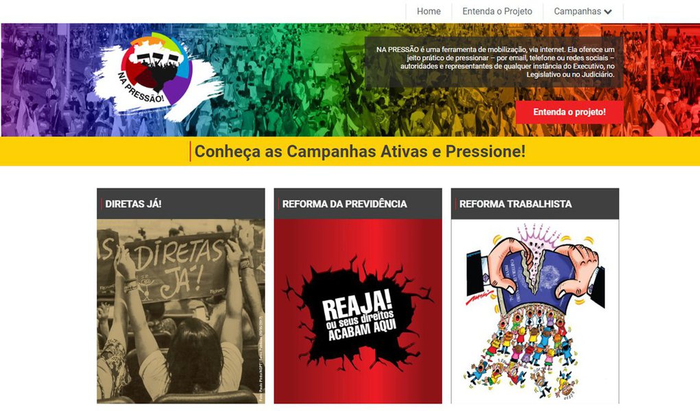 Site "Na pressão" oferece um caminho para que os brasileiros pressionem por email, telefone ou redes sociais as autoridades e representantes de qualquer instância do Executivo, no Legislativo ou no Judiciário; três horas depois de lançada, a página já havia registrado 31.742 pressões, até 13h30, e mais de 2.700 acessos (Foto: Gisele Federicce) Site "Na pressão" oferece um caminho para que os brasileiros pressionem por email, telefone ou redes sociais as autoridades e representantes de qualquer instância do Executivo, no Legislativo ou no Judiciário; três horas depois de lançada, a página já havia registrado 31.742 pressões, até 13h30, e mais de 2.700 acessos