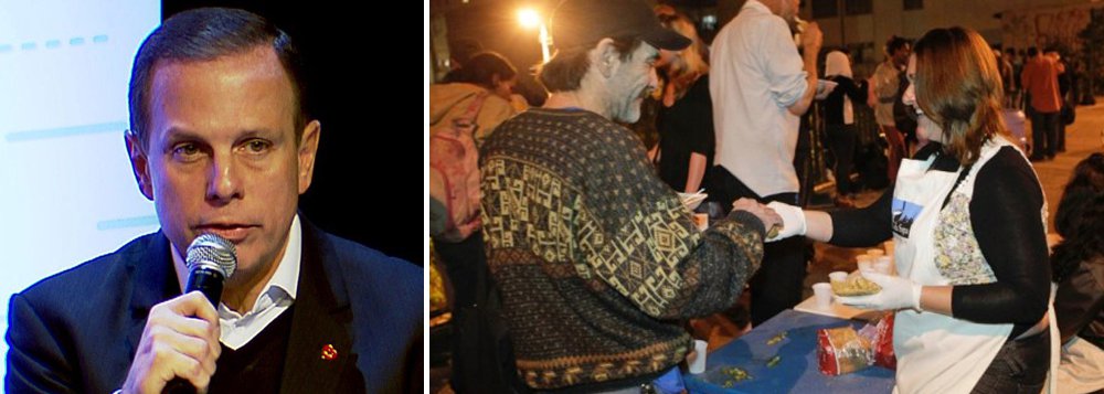 Padre Júlio Lancellotti, da Pastoral do Povo de Rua, acusou guardas-civis metropolitanos (GCMs) de tentarem impedir a distribuição de sopa quente para moradores de rua e dependentes químicos na região da Cracolândia, no centro de São Paulo; a denúncia foi feita ao secretário de Segurança Urbana, coronel José Roberto Rodrigues, que falou com o inspetor responsável na região e este liberou a entrega; "Existe decreto de que o alimento manipulado não poderia ser (entregue)", chegou a justificar o secretário (Foto: Gisele Federicce) Padre Júlio Lancellotti, da Pastoral do Povo de Rua, acusou guardas-civis metropolitanos (GCMs) de tentarem impedir a distribuição de sopa quente para moradores de rua e dependentes químicos na região da Cracolândia, no centro de São Paulo; a denúncia foi feita ao secretário de Segurança Urbana, coronel José Roberto Rodrigues, que falou com o inspetor responsável na região e este liberou a entrega; "Existe decreto de que o alimento manipulado não poderia ser (entregue)", chegou a justificar o secretário