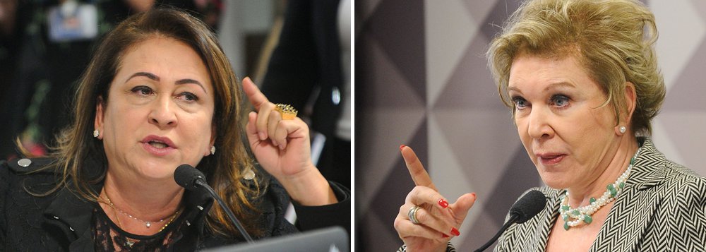 Comissão de Assuntos Sociais (CAS) do Senado se prepara para votar, no início da tarde de hoje (20), o relatório de Ricardo Ferraço (PSDB-ES) sobre o projeto de "reforma" da legislação trabalhista; presidenta da colegiado, Marta Suplicy (PMDB-SP), discutiu com a senadora Kátia Abreu (PMDB-TO), que sugeriu a saída de Marta; "Se a senhora está incomodada, retire-se da comissão e deixe outro em seu lugar. Trate as pessoas com respeito", disse Kátia; "Estou tratando", respondeu a senadora paulista (Foto: Aquiles Lins) Comissão de Assuntos Sociais (CAS) do Senado se prepara para votar, no início da tarde de hoje (20), o relatório de Ricardo Ferraço (PSDB-ES) sobre o projeto de "reforma" da legislação trabalhista; presidenta da colegiado, Marta Suplicy (PMDB-SP), discutiu com a senadora Kátia Abreu (PMDB-TO), que sugeriu a saída de Marta; "Se a senhora está incomodada, retire-se da comissão e deixe outro em seu lugar. Trate as pessoas com respeito", disse Kátia; "Estou tratando", respondeu a senadora paulista