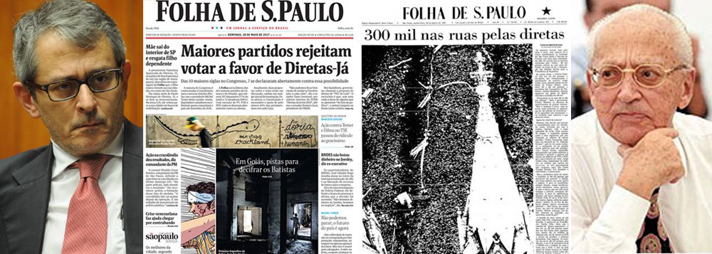 No momento em que 85% dos brasileiros desejam a saída de Michel Temer e a realização de eleições diretas, segundo aponta o próprio Datafolha, o jornal da família Frias faz de tudo para sabotar a vontade popular; além de ter apoiado o golpe de 2016, a Folha deu sustentação total a Temer, chegando até a contratar uma perícia de baixa qualidade para salvá-lo, e, neste domingo, se coloca na linha de frente com as diretas; Otávio Frias Filho faz, com isso, um movimento oposto ao de seu pai, Otávio Frias, que, mesmo tendo apoiado a ditadura militar de 1964, chegando a emprestar carros para o DOI-Codi, percebeu a mudança dos ventos e foi o primeiro a abraçar o movimento das diretas-já, quando a ditadura apodrecia; no Brasil de hoje, a Folha consegue ser mais conservadora do que a Globo (Foto: Leonardo Attuch) No momento em que 85% dos brasileiros desejam a saída de Michel Temer e a realização de eleições diretas, segundo aponta o próprio Datafolha, o jornal da família Frias faz de tudo para sabotar a vontade popular; além de ter apoiado o golpe de 2016, a Folha deu sustentação total a Temer, chegando até a contratar uma perícia de baixa qualidade para salvá-lo, e, neste domingo, se coloca na linha de frente com as diretas; Otávio Frias Filho faz, com isso, um movimento oposto ao de seu pai, Otávio Frias, que, mesmo tendo apoiado a ditadura militar de 1964, chegando a emprestar carros para o DOI-Codi, percebeu a mudança dos ventos e foi o primeiro a abraçar o movimento das diretas-já, quando a ditadura apodrecia; no Brasil de hoje, a Folha consegue ser mais conservadora do que a Globo