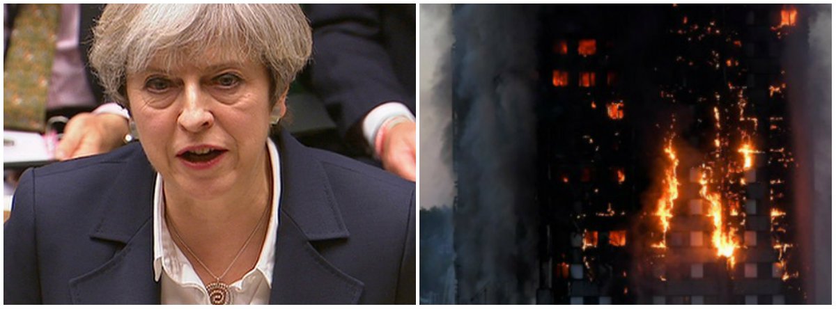 A primeira-ministra do Reino Unido, Theresa May, anunciou que haverá uma investigação oficial para apurar as causas do incêndio em um prédio residencial de Londres; May visitou a área do incêndio, o bairro de North Kensington (oeste da capital), e, segundo ela, "é necessário assegurar que essa terrível tragédia seja investigada adequadamente" para poder chegar "ao fundo do que aconteceu"; de acordo com a polícia da capital britânica, 17 pessoas morreram na tragédia (Foto: Leonardo Lucena) A primeira-ministra do Reino Unido, Theresa May, anunciou que haverá uma investigação oficial para apurar as causas do incêndio em um prédio residencial de Londres; May visitou a área do incêndio, o bairro de North Kensington (oeste da capital), e, segundo ela, "é necessário assegurar que essa terrível tragédia seja investigada adequadamente" para poder chegar "ao fundo do que aconteceu"; de acordo com a polícia da capital britânica, 17 pessoas morreram na tragédia