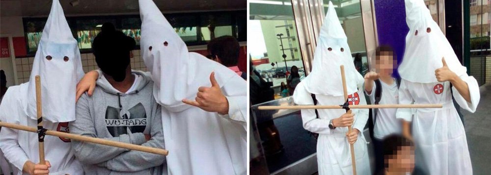Mais um caso de preconceito envolvendo alunos de escolas particulares; depois de alunos gaúchos zombarem de porteiros e garis, estudantes de escola baiana participam de atividade com fantasias da Ku Klux Klan (Foto: Charles Nisz) Mais um caso de preconceito envolvendo alunos de escolas particulares; depois de alunos gaúchos zombarem de porteiros e garis, estudantes de escola baiana participam de atividade com fantasias da Ku Klux Klan