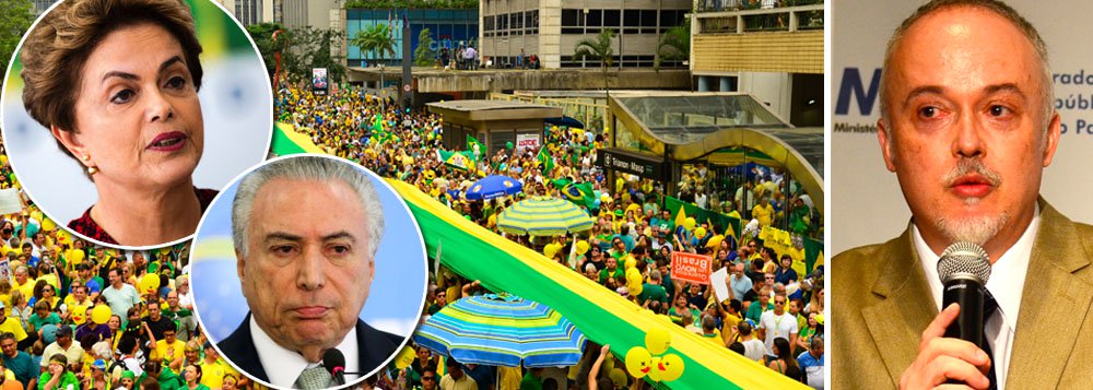 O procurador Carlos Fernando Lima, um dos integrantes da força-tarefa da Lava Jato, constatou que a motivação de muitas pessoas que apoiavam a operação era apenas derrubar a presidente Dilma Rousseff, e não o fim da corrupção; "Infelizmente muitas pessoas que apoiavam a investigação só queriam o fim do governo Dilma e não o fim da corrupção. Agora que Temer conseguiu com liberação de verbas, cargos e perdão de dívidas ganhar apoio do Congresso, o seu partido deseja acabar com as suas investigações. Mas, mesmo com todas as articulações do governo e de seus aliados, as investigações vão continuar por todo país", escreveu; curiosamente, o Brasil trocou uma presidente reconhecidamente honesta pelo primeiro ocupante da presidência acusado de corrupção em toda a história do Brasil (Foto: Leonardo Attuch) O procurador Carlos Fernando Lima, um dos integrantes da força-tarefa da Lava Jato, constatou que a motivação de muitas pessoas que apoiavam a operação era apenas derrubar a presidente Dilma Rousseff, e não o fim da corrupção; "Infelizmente muitas pessoas que apoiavam a investigação só queriam o fim do governo Dilma e não o fim da corrupção. Agora que Temer conseguiu com liberação de verbas, cargos e perdão de dívidas ganhar apoio do Congresso, o seu partido deseja acabar com as suas investigações. Mas, mesmo com todas as articulações do governo e de seus aliados, as investigações vão continuar por todo país", escreveu; curiosamente, o Brasil trocou uma presidente reconhecidamente honesta pelo primeiro ocupante da presidência acusado de corrupção em toda a história do Brasil
