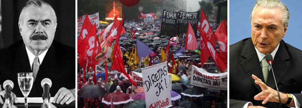 "Um dos mais desastrados períodos de nossa história, o governo Sarney deve servir de lição para os adversários das diretas em 2017", escreve Paulo Moreira Leite, articulista do 247. "Foi o preço que o país teve de pagar pela decisão do Congresso de impedir a aprovação da emenda das Diretas-Já, empossando um presidente sem legitimidade que passou o mandato comprando apoio para sobreviver." Para PML, ao tentar criar um ambiente de desânimo em torno das diretas como única proposta aceitável para tirar o país da crise, "a mídia tenta reproduzir o desastre cometido há 33 anos, que construiu uma democracia real mas pactuada com sobreviventes da ditadura, criando um regime incapaz de abrir vários armários do autoritarismo, a começar pelo julgamento e punição de torturadores" (Foto: Paulo Moreira Leite) "Um dos mais desastrados períodos de nossa história, o governo Sarney deve servir de lição para os adversários das diretas em 2017", escreve Paulo Moreira Leite, articulista do 247. "Foi o preço que o país teve de pagar pela decisão do Congresso de impedir a aprovação da emenda das Diretas-Já, empossando um presidente sem legitimidade que passou o mandato comprando apoio para sobreviver." Para PML, ao tentar criar um ambiente de desânimo em torno das diretas como única proposta aceitável para tirar o país da crise, "a mídia tenta reproduzir o desastre cometido há 33 anos, que construiu uma democracia real mas pactuada com sobreviventes da ditadura, criando um regime incapaz de abrir vários armários do autoritarismo, a começar pelo julgamento e punição de torturadores"