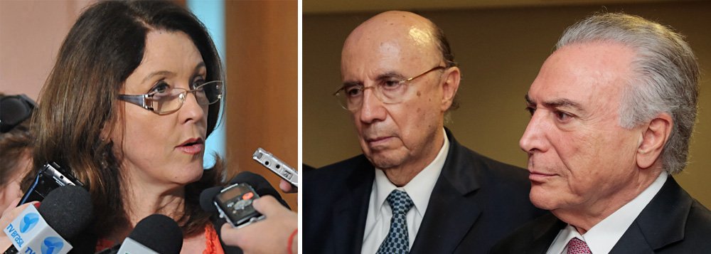 "Como se a situação de Michel Temer – no fundo do poço da popularidade e com a corda da denúncia da PGR no pescoço – já não estivesse suficientemente difícil, o próprio governo e seus aliados estão buscando mais encrenca. Nas últimas horas, acirrou-se a disputa entre a ala do governo que defende a mudança da meta de déficit fiscal de R$ 139 bi no orçamento deste ano, liderada pelos principais conselheiros políticos de Temer, como o senador Romero Jucá e o ministro Eliseu Padilha, e a equipe do ministro da Fazenda, Henrique Meirelles", diz a jornalista Helena Chagas (Foto: Leonardo Attuch) "Como se a situação de Michel Temer – no fundo do poço da popularidade e com a corda da denúncia da PGR no pescoço – já não estivesse suficientemente difícil, o próprio governo e seus aliados estão buscando mais encrenca. Nas últimas horas, acirrou-se a disputa entre a ala do governo que defende a mudança da meta de déficit fiscal de R$ 139 bi no orçamento deste ano, liderada pelos principais conselheiros políticos de Temer, como o senador Romero Jucá e o ministro Eliseu Padilha, e a equipe do ministro da Fazenda, Henrique Meirelles", diz a jornalista Helena Chagas