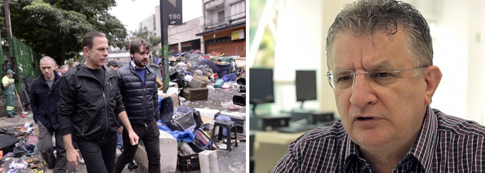 "Em nome do combate ao tráfico de drogas, da cidade linda e da reurbanização da região da Luz, o prefeito Dória, com o apoio do governo do Estado, desencadeou um verdadeiro pogrom na região da Cracolândia. Pogrom é um termo de origem russa nascido para designar as ações de massacres contra judeus no século XIX", compara o cientista político; confira a íntegra de seu artigo (Foto: Gisele Federicce) "Em nome do combate ao tráfico de drogas, da cidade linda e da reurbanização da região da Luz, o prefeito Dória, com o apoio do governo do Estado, desencadeou um verdadeiro pogrom na região da Cracolândia. Pogrom é um termo de origem russa nascido para designar as ações de massacres contra judeus no século XIX", compara o cientista político; confira a íntegra de seu artigo