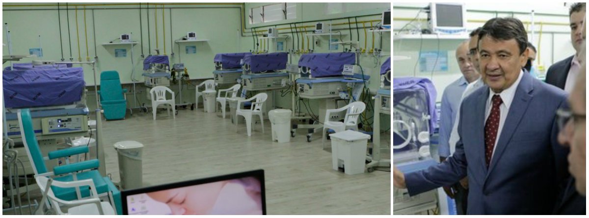 O governador Wellington Dias inaugurou 10 leitos de Unidade de Terapia Intensiva Neonatal (UTI neonatal) na Maternidade Dona Evangelina Rosa; com a ampliação, a maternidade passa a ter 30 leitos de UTI neonatal, além de 34 leitos de cuidados intermediários para atender os bebês prematuros que necessitam de cuidados especiais; foram investidos R$ 638 mil na implantação dos 10 leitos de UTI neonatal; para a melhoria do atendimento materno-infantil, o executivo investirá ainda na construção da Maternidade de Referência do Piauí, em Teresina; a obra está orçada em mais de R$ 83 milhões e aguarda a assinatura da ordem de serviço (Foto: Leonardo Lucena) O governador Wellington Dias inaugurou 10 leitos de Unidade de Terapia Intensiva Neonatal (UTI neonatal) na Maternidade Dona Evangelina Rosa; com a ampliação, a maternidade passa a ter 30 leitos de UTI neonatal, além de 34 leitos de cuidados intermediários para atender os bebês prematuros que necessitam de cuidados especiais; foram investidos R$ 638 mil na implantação dos 10 leitos de UTI neonatal; para a melhoria do atendimento materno-infantil, o executivo investirá ainda na construção da Maternidade de Referência do Piauí, em Teresina; a obra está orçada em mais de R$ 83 milhões e aguarda a assinatura da ordem de serviço
