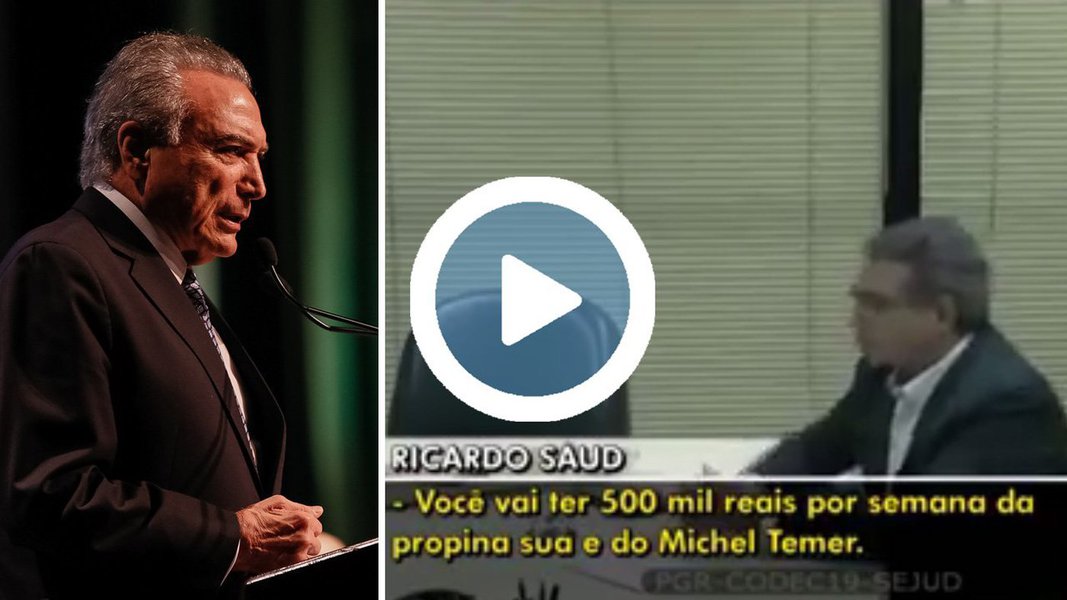 Imagens de um vídeo editado e divulgado pelo mandato do deputado Enio Verri (PT-PR) intercalam o depoimento de Ricardo Saud, executivo da JBS, com um pronunciamento de Michel Temer sobre a reforma da previdência; segundo Saud, as malas de dinheiro que seriam entregues ao ex-deputado Rodrigo Rocha Loures (PMDB-PR), homem de confiança de Temer, eram "uma aposentadoria pro Michel" (Foto: Gisele Federicce) Imagens de um vídeo editado e divulgado pelo mandato do deputado Enio Verri (PT-PR) intercalam o depoimento de Ricardo Saud, executivo da JBS, com um pronunciamento de Michel Temer sobre a reforma da previdência; segundo Saud, as malas de dinheiro que seriam entregues ao ex-deputado Rodrigo Rocha Loures (PMDB-PR), homem de confiança de Temer, eram "uma aposentadoria pro Michel"