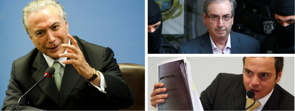 O ex-deputado Eduardo Cunha e o empresário Lúcio Funaro, apontado como operador do PMDB, estão em uma corrida para ver quem apresenta mais provas contra Michel Temer; a PGR (Procuradoria-Geral da República) já avisou que só fechará acordo com um deles: ou seja, ganha quem tiver mais munição contra o Planalto; advogados de Cunha fazem nesta semana uma nova reunião com os procuradores; os investigadores têm jogado duro com Cunha; na última reunião, disseram que o material era insuficiente e nem sequer ficaram com os anexos; preso, ele reorganizou o arsenal, que tem foco em Michel Temer e seus principais aliados no Planalto, para dar novo tiro; procuradores, porém, alertam que Funaro já conseguiu juntar mais elementos contra o peemedebista (Foto: Giuliana Miranda) O ex-deputado Eduardo Cunha e o empresário Lúcio Funaro, apontado como operador do PMDB, estão em uma corrida para ver quem apresenta mais provas contra Michel Temer; a PGR (Procuradoria-Geral da República) já avisou que só fechará acordo com um deles: ou seja, ganha quem tiver mais munição contra o Planalto; advogados de Cunha fazem nesta semana uma nova reunião com os procuradores; os investigadores têm jogado duro com Cunha; na última reunião, disseram que o material era insuficiente e nem sequer ficaram com os anexos; preso, ele reorganizou o arsenal, que tem foco em Michel Temer e seus principais aliados no Planalto, para dar novo tiro; procuradores, porém, alertam que Funaro já conseguiu juntar mais elementos contra o peemedebista