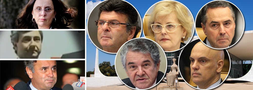 A Primeira Turma do Supremo Tribunal Federal (STF) decidiu nesta terça-feira (20) converter a prisão preventiva de Andrea Neves, irmã do senador afastado Aécio Neves (PSDB-MG), em prisão domiciliar, com monitoramento por tornozeleira eletrônica; com os votos dos ministros Marco Aurélio Mello, Alexandre de Moraes e Luiz Fux, os ministros também decidiram que Frederico Pacheco, primo de Aécio, passe à prisão domiciliar com medidas cautelares; na mesma sessão, os ministros adiaram o julgamento do pedido de prisão preventiva de Aécio, que ainda não tem data para voltar ao pleno da 1ª Turma; decisão que beneficiou Andrea e Frederico foi tomada pela Corte no julgamento do ex-assessor do senador Zeze Perrella, Mendherson Souza Lima (Foto: Aquiles Lins) A Primeira Turma do Supremo Tribunal Federal (STF) decidiu nesta terça-feira (20) converter a prisão preventiva de Andrea Neves, irmã do senador afastado Aécio Neves (PSDB-MG), em prisão domiciliar, com monitoramento por tornozeleira eletrônica; com os votos dos ministros Marco Aurélio Mello, Alexandre de Moraes e Luiz Fux, os ministros também decidiram que Frederico Pacheco, primo de Aécio, passe à prisão domiciliar com medidas cautelares; na mesma sessão, os ministros adiaram o julgamento do pedido de prisão preventiva de Aécio, que ainda não tem data para voltar ao pleno da 1ª Turma; decisão que beneficiou Andrea e Frederico foi tomada pela Corte no julgamento do ex-assessor do senador Zeze Perrella, Mendherson Souza Lima