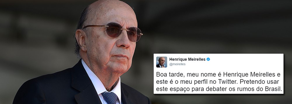 "Talvez fosse mais sincero escrever assim a frase de estréia do Ministro Henrique Meirelles no twitter, porque outra não é a intenção do ex-atual-futuro-eterno Ministro da Fazenda do Brasil", diz o jornalista Fernando Brito, do Tijolaço; "Aliás, melhor ainda seria dizer 'continuar a mandar', porque o Brasil que lhe importa – o das finanças, o dos ricos, o da colônia – é o seu 'eleitorado", afirma (Foto: Aquiles Lins) "Talvez fosse mais sincero escrever assim a frase de estréia do Ministro Henrique Meirelles no twitter, porque outra não é a intenção do ex-atual-futuro-eterno Ministro da Fazenda do Brasil", diz o jornalista Fernando Brito, do Tijolaço; "Aliás, melhor ainda seria dizer 'continuar a mandar', porque o Brasil que lhe importa – o das finanças, o dos ricos, o da colônia – é o seu 'eleitorado", afirma