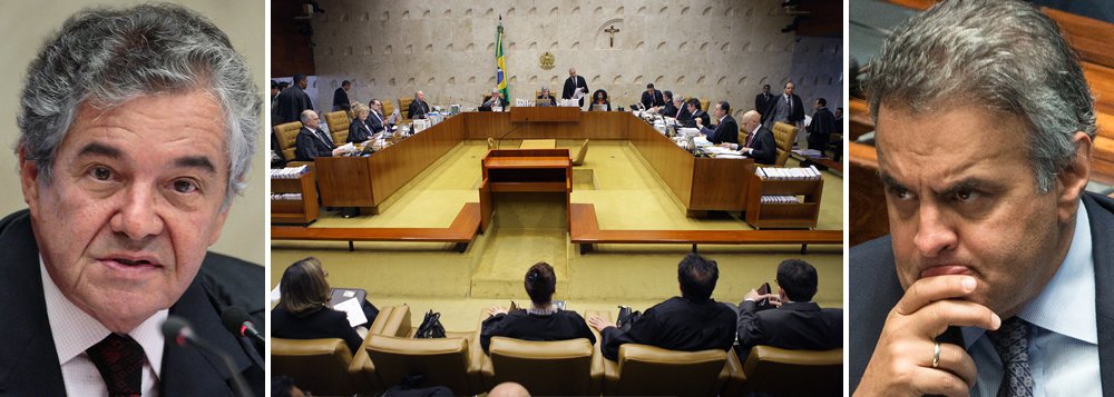 Novo relator do inquérito contra o senador afastado Aécio Neves (PSDB-MG), o ministro Marco Aurélio jogou para o Plenário do Supremo Tribunal Federal a decisão sobre a prisão do senador tucano; "Eu jamais reconsideraria uma deliberação de um colega. E não reconsiderando, não atuando nesse campo individualmente, eu traria ao colegiado. Deve ir ao plenário em termos de agravo", afirmou Marco Aurélio Mello, referindo-se aos recursos interpostos pela Procuradoria-Geral da República (PGR) e pela defesa de Aécio, um a favor e outro contra a prisão do parlamentar; Aécio é investigado pelo suposto recebimento de R$ 2 milhões em propina da JBS (Foto: Aquiles Lins) Novo relator do inquérito contra o senador afastado Aécio Neves (PSDB-MG), o ministro Marco Aurélio jogou para o Plenário do Supremo Tribunal Federal a decisão sobre a prisão do senador tucano; "Eu jamais reconsideraria uma deliberação de um colega. E não reconsiderando, não atuando nesse campo individualmente, eu traria ao colegiado. Deve ir ao plenário em termos de agravo", afirmou Marco Aurélio Mello, referindo-se aos recursos interpostos pela Procuradoria-Geral da República (PGR) e pela defesa de Aécio, um a favor e outro contra a prisão do parlamentar; Aécio é investigado pelo suposto recebimento de R$ 2 milhões em propina da JBS
