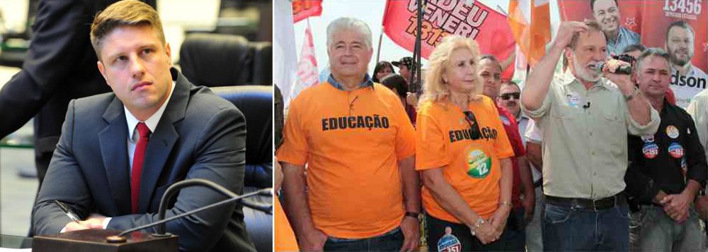 Deputado estadual Requião Filho (PMDB) defendeu a composição entre o senador Roberto Requião (PMDB) — disputando o governo do Paraná — e Osmar Dias (PDT) na vice; Filho disse acreditar na viabilidade da dupla por terem uma "ideologia programática semelhante" e porque "seria uma junção de bandeiras"; parlamentar disse, ainda, que o eventual apoio do PT à candidatura do pai trará mais vantagens do que desvantagens, a começar pela aguerrida militância petista (Foto: Leonardo Lucena) Deputado estadual Requião Filho (PMDB) defendeu a composição entre o senador Roberto Requião (PMDB) — disputando o governo do Paraná — e Osmar Dias (PDT) na vice; Filho disse acreditar na viabilidade da dupla por terem uma "ideologia programática semelhante" e porque "seria uma junção de bandeiras"; parlamentar disse, ainda, que o eventual apoio do PT à candidatura do pai trará mais vantagens do que desvantagens, a começar pela aguerrida militância petista