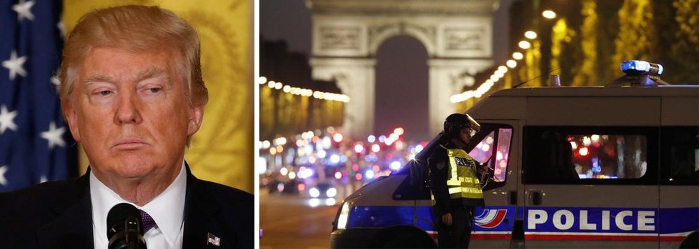 presidente dos Estados Unidos, Donald Trump, afirmou hoje (20) que o tiroteio ocorrido nesta quinta-feira na Avenida Champs-Élysées, em Paris, que deixou pelo menos dois mortos, "parece outro ataque terrorista". Trump enviou condolências "ao povo da França"; "É muito, muito terrível. Parece outro ataque terrorista. O que posso dizer? Isto nunca acaba. Temos de nos manter fortes e atentos", disse Trump em entrevista coletiva (Foto: Aquiles Lins) presidente dos Estados Unidos, Donald Trump, afirmou hoje (20) que o tiroteio ocorrido nesta quinta-feira na Avenida Champs-Élysées, em Paris, que deixou pelo menos dois mortos, "parece outro ataque terrorista". Trump enviou condolências "ao povo da França"; "É muito, muito terrível. Parece outro ataque terrorista. O que posso dizer? Isto nunca acaba. Temos de nos manter fortes e atentos", disse Trump em entrevista coletiva