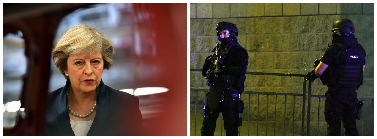 Primeira-ministra da Inglaterra, Theresa May, e polícia antiterrorista; Inglaterra; UK; terrorismo, Londres, Manchester; terror .2 (Foto: Paulo Emílio) Primeira-ministra da Inglaterra, Theresa May, e polícia antiterrorista; Inglaterra; UK; terrorismo, Londres, Manchester; terror .2