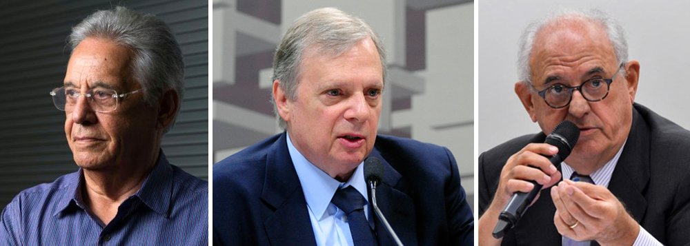 Já em clima de sucessão presidencial, o jornal Valor Econômico lista o que considera três nomes fortes para assumir a Presidência após a queda de Michel Temer; o ex-presidente Fernando Henrique Cardoso, o ex-ministro Nelson Jobim e o senador Tasso Jereissati; "O nome escolhido para atravessar a pinguela, expressão usada pelo ex-presidente para definir o mandato iniciado a partir do impeachment da ex-presidente Dilma Rousseff, não terá como atender de maneira equitativa o Congresso, o mercado e a população se as expectativas forem, respectivamente, frear a Lava-Jato, aprovar a reforma da Previdência e gerar empregos", diz o periódico (Foto: Giuliana Miranda) Já em clima de sucessão presidencial, o jornal Valor Econômico lista o que considera três nomes fortes para assumir a Presidência após a queda de Michel Temer; o ex-presidente Fernando Henrique Cardoso, o ex-ministro Nelson Jobim e o senador Tasso Jereissati; "O nome escolhido para atravessar a pinguela, expressão usada pelo ex-presidente para definir o mandato iniciado a partir do impeachment da ex-presidente Dilma Rousseff, não terá como atender de maneira equitativa o Congresso, o mercado e a população se as expectativas forem, respectivamente, frear a Lava-Jato, aprovar a reforma da Previdência e gerar empregos", diz o periódico