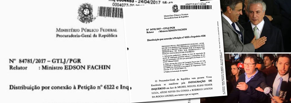 Inquérito aberto pelo Supremo Tribunal Federal para investigar Michel Temer, o ex-senador Aécio Neves (PSDB) e o deputado federal Rodrigo Rocha Loures (PMDB-PR), tendo como base as delações premiadas dos empresários Joesley e Wesley batista, do grupo JBS, tramitará sem estar protegido sob o segredo de Justiça; expectativa, agora, gira em torno do conteúdo da delação que deve ser tornado público a qualquer momento; ministro do STF Edson Fachin já havia levantado o sigilo da delação, apesar dos depoimentos de Joesley e Wesley ainda não terem se tornado públicos. (Foto: Paulo Emílio) Inquérito aberto pelo Supremo Tribunal Federal para investigar Michel Temer, o ex-senador Aécio Neves (PSDB) e o deputado federal Rodrigo Rocha Loures (PMDB-PR), tendo como base as delações premiadas dos empresários Joesley e Wesley batista, do grupo JBS, tramitará sem estar protegido sob o segredo de Justiça; expectativa, agora, gira em torno do conteúdo da delação que deve ser tornado público a qualquer momento; ministro do STF Edson Fachin já havia levantado o sigilo da delação, apesar dos depoimentos de Joesley e Wesley ainda não terem se tornado públicos.