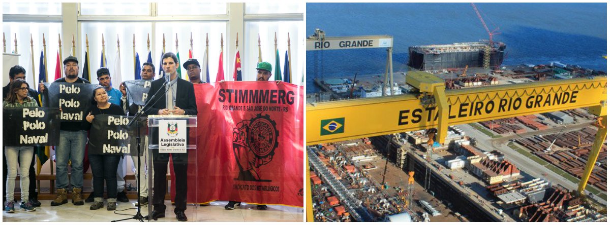 A Assembleia Legislativa lançou a Frente Parlamentar em Defesa do Polo Naval de Rio Grande, que tem o objetivo de sensibilizar os governos estadual e federal e frear o desmonte da indústria naval na metade sul do estado; proposta pelo deputado Nelsinho Metalúrgico (PT), que será seu presidente, a frente teve o lançamento marcado por um verdadeiro “pedido de socorro” em razão do interrompimento das atividades nos estaleiros locais e consequente demissão de milhares de pessoas com a crise na Petrobras; ó em 2016, quatro mil trabalhadores foram demitidos com a transferência da construção da plataforma P-58 para o Espírito Santo (Foto: Leonardo Lucena) A Assembleia Legislativa lançou a Frente Parlamentar em Defesa do Polo Naval de Rio Grande, que tem o objetivo de sensibilizar os governos estadual e federal e frear o desmonte da indústria naval na metade sul do estado; proposta pelo deputado Nelsinho Metalúrgico (PT), que será seu presidente, a frente teve o lançamento marcado por um verdadeiro “pedido de socorro” em razão do interrompimento das atividades nos estaleiros locais e consequente demissão de milhares de pessoas com a crise na Petrobras; ó em 2016, quatro mil trabalhadores foram demitidos com a transferência da construção da plataforma P-58 para o Espírito Santo