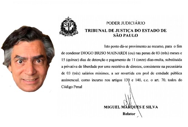 Mainardi se mandou do Brasil e continua fora daqui porque, caluniando, difamando e injuriando de fora do país é mais difícil e custoso citá-lo. Eia a razão da “valentia” com que ele ameaça e injuria os que elege como alvos (Foto: Eduardo Guimarães) Mainardi se mandou do Brasil e continua fora daqui porque, caluniando, difamando e injuriando de fora do país é mais difícil e custoso citá-lo. Eia a razão da “valentia” com que ele ameaça e injuria os que elege como alvos