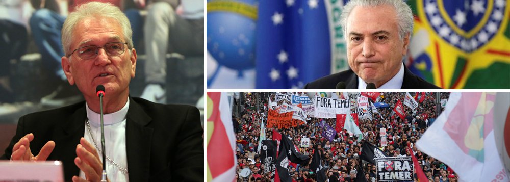 Confederação Nacional dos Bispos do Brasil (CNBB) vai levar a luta contra o pacote de Michel Temer para dentro das igrejas católicas de todo o País; na avaliação da entidade, reformas como a trabalhista e a previdenciária, nos moldes propostos pelo governo Temer (PDMB), podem até atender aos apelos do mercado, mas deixam de fora interesses básicos do cidadão – justamente o maior afetado por elas, e o que menos ou nada foi chamado a participar dessa discussão; o combate às reformas deve abordado nas missas, além de discutido na cúpula da CNBB; "Não é uma posição político-partidária, mas política, no sentido da polis, do cuidado de todas as pessoas. É importante que se debata e que se converse sobre isso. E faremos", afirmou o secretário-geral da CNBB, Dom Leonardo Ulrich Steiner (Foto: Giuliana Miranda) Confederação Nacional dos Bispos do Brasil (CNBB) vai levar a luta contra o pacote de Michel Temer para dentro das igrejas católicas de todo o País; na avaliação da entidade, reformas como a trabalhista e a previdenciária, nos moldes propostos pelo governo Temer (PDMB), podem até atender aos apelos do mercado, mas deixam de fora interesses básicos do cidadão – justamente o maior afetado por elas, e o que menos ou nada foi chamado a participar dessa discussão; o combate às reformas deve abordado nas missas, além de discutido na cúpula da CNBB; "Não é uma posição político-partidária, mas política, no sentido da polis, do cuidado de todas as pessoas. É importante que se debata e que se converse sobre isso. E faremos", afirmou o secretário-geral da CNBB, Dom Leonardo Ulrich Steiner