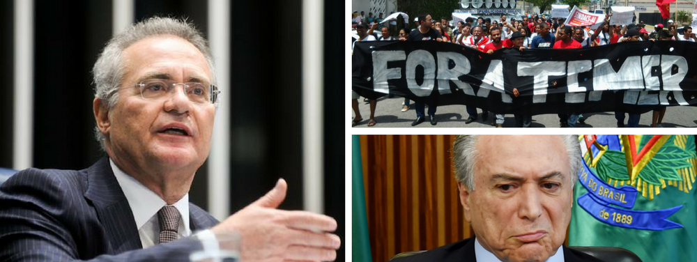 Movimento do senador Renan Calheiros (PMDB-AL), que, ontem, mais uma vez, explicitou seu rompimento com o golpe de 2016, é antes de tudo pragmático; político experiente, Calheiros tem pesquisa encomendada por seu filho, que governa o Estado, que mostra que 90% dos alagoanos rejeitam Michel Temer; como tanto Calheiros como o governador Renan Filho tentarão a reeleição em 2018, estar ao lado de Temer será suicídio político; movimento de Renan Calheiros será seguido por outros caciques da política, que pularão fora do Titanic do golpe; "do jeito que está, cai Temer para um lado e PMDB para outro" (Foto: Giuliana Miranda) Movimento do senador Renan Calheiros (PMDB-AL), que, ontem, mais uma vez, explicitou seu rompimento com o golpe de 2016, é antes de tudo pragmático; político experiente, Calheiros tem pesquisa encomendada por seu filho, que governa o Estado, que mostra que 90% dos alagoanos rejeitam Michel Temer; como tanto Calheiros como o governador Renan Filho tentarão a reeleição em 2018, estar ao lado de Temer será suicídio político; movimento de Renan Calheiros será seguido por outros caciques da política, que pularão fora do Titanic do golpe; "do jeito que está, cai Temer para um lado e PMDB para outro"