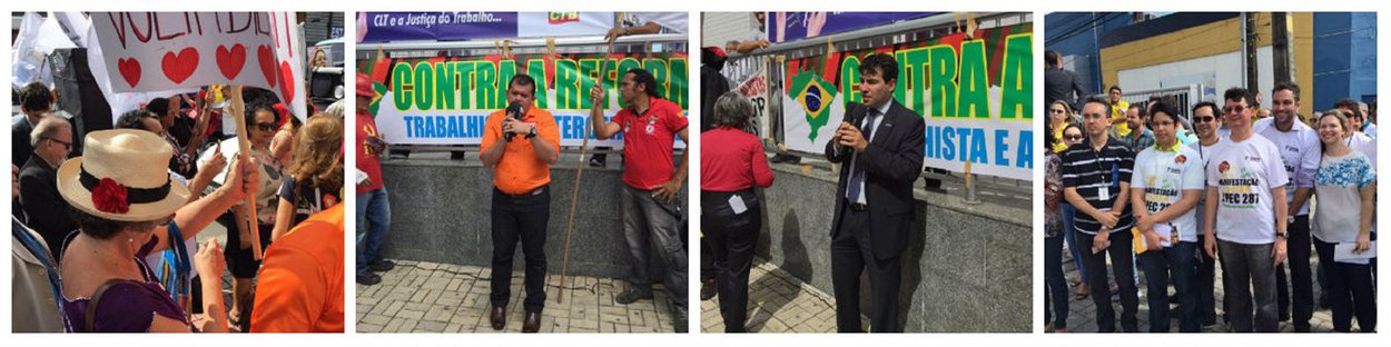 Juristas, advogados, servidores e centrais sindicais ocuparam a frente do Fórum Trabalhista Autran Nunes, na manhã desta quinta-feira (6), para protestar contra as reformas trabalhista e previdenciária e contra a terceirização de mão de obra, aprovada pelo governo Temer. Os manifestantes denunciaram o ataque aos direitos trabalhistas com discursos, faixas, cartazes e apresentações artísticas (Foto: Fatima 247) Juristas, advogados, servidores e centrais sindicais ocuparam a frente do Fórum Trabalhista Autran Nunes, na manhã desta quinta-feira (6), para protestar contra as reformas trabalhista e previdenciária e contra a terceirização de mão de obra, aprovada pelo governo Temer. Os manifestantes denunciaram o ataque aos direitos trabalhistas com discursos, faixas, cartazes e apresentações artísticas