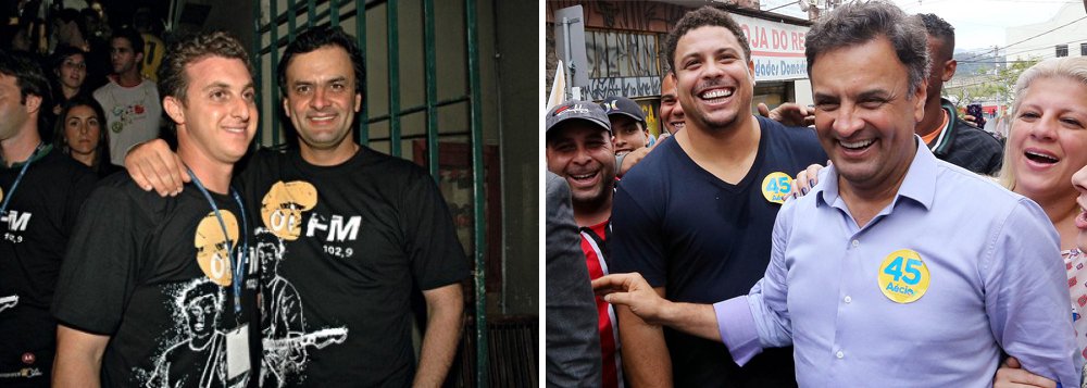 "É evidente a minha enorme decepção e tristeza com tudo o que veio à tona em relação não só a um amigo, mas a alguém que foi governador, senador e que recebeu mais de 51 milhões de votos numa eleição presidencial recente", disse Luciano Huck; "O Brasil precisa de uma limpeza geral daqueles que não prestam. Estas pessoas deveriam deixar a vida pública", reforçou Ronaldo; o jornalista Stefano Miranda, do Jornal do Brasil, recolheu depoimentos de outros eleitores de Aécio, como Wanessa Camargo, Latino, Alexandre Frota e Marcelo Madureira – todos decepcioandos (Foto: Leonardo Attuch) "É evidente a minha enorme decepção e tristeza com tudo o que veio à tona em relação não só a um amigo, mas a alguém que foi governador, senador e que recebeu mais de 51 milhões de votos numa eleição presidencial recente", disse Luciano Huck; "O Brasil precisa de uma limpeza geral daqueles que não prestam. Estas pessoas deveriam deixar a vida pública", reforçou Ronaldo; o jornalista Stefano Miranda, do Jornal do Brasil, recolheu depoimentos de outros eleitores de Aécio, como Wanessa Camargo, Latino, Alexandre Frota e Marcelo Madureira – todos decepcioandos