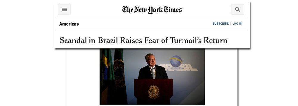 Jornal americano destacou em extensa reportagem o escândalo de corrupção que implodiu o governo de Michel Temer; "A bomba deixou claro que a agitação política e econômica no maior país da América Latina está longe de terminar", diz o NYT, lembrando que os políticos na linha de sucessão de Temer, Rodrigo Maia (DEM), presidente da Câmara, e Eunício Oliveira (PMDB), presidente do Senado, também estão envolvidos em investigações de corrupção", diz o NYT (Foto: Aquiles Lins) Jornal americano destacou em extensa reportagem o escândalo de corrupção que implodiu o governo de Michel Temer; "A bomba deixou claro que a agitação política e econômica no maior país da América Latina está longe de terminar", diz o NYT, lembrando que os políticos na linha de sucessão de Temer, Rodrigo Maia (DEM), presidente da Câmara, e Eunício Oliveira (PMDB), presidente do Senado, também estão envolvidos em investigações de corrupção", diz o NYT