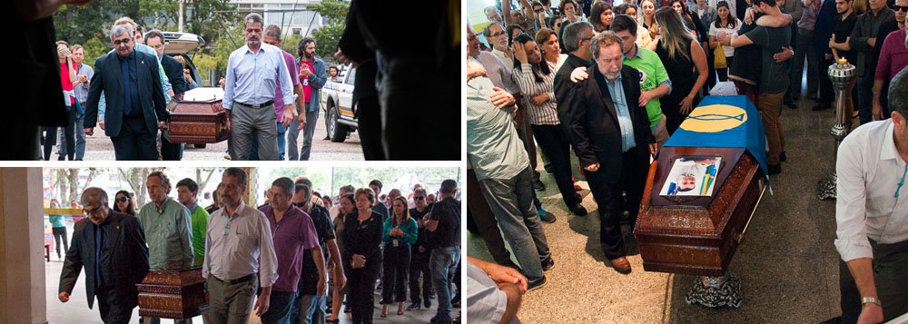 Professor relata indignação da comunidade acadêmica no velório do reitor da UFSC Luiz Carlos Cancellier e diz que os presentes combinaram de mudar o roteiro do cortejo fúnebre para que ele passe hoje em frente à sede da Polícia Federal em Santa Catarina; "A indignação é grande com o que aconteceu – e o consenso é o de que, além de ter atingido mortalmente nosso reitor, a espetaculosa 'operação ouvidos moucos' também visou atingir a Universidade", diz o professor Henrique Finco; o corpo do reitor foi recebido no final da tarde desta segunda-feira 2 com uma salva de palmas na instituição, onde ele estava proibido de entrar; ele foi velado no hall da reitoria nesta manhã; à tarde, o corpo seguirá para o cemitério, onde ocorrerá mais uma cerimônia ecumênica e a seguir, o sepultamento (Foto: Gisele Federicce) Professor relata indignação da comunidade acadêmica no velório do reitor da UFSC Luiz Carlos Cancellier e diz que os presentes combinaram de mudar o roteiro do cortejo fúnebre para que ele passe hoje em frente à sede da Polícia Federal em Santa Catarina; "A indignação é grande com o que aconteceu – e o consenso é o de que, além de ter atingido mortalmente nosso reitor, a espetaculosa 'operação ouvidos moucos' também visou atingir a Universidade", diz o professor Henrique Finco; o corpo do reitor foi recebido no final da tarde desta segunda-feira 2 com uma salva de palmas na instituição, onde ele estava proibido de entrar; ele foi velado no hall da reitoria nesta manhã; à tarde, o corpo seguirá para o cemitério, onde ocorrerá mais uma cerimônia ecumênica e a seguir, o sepultamento