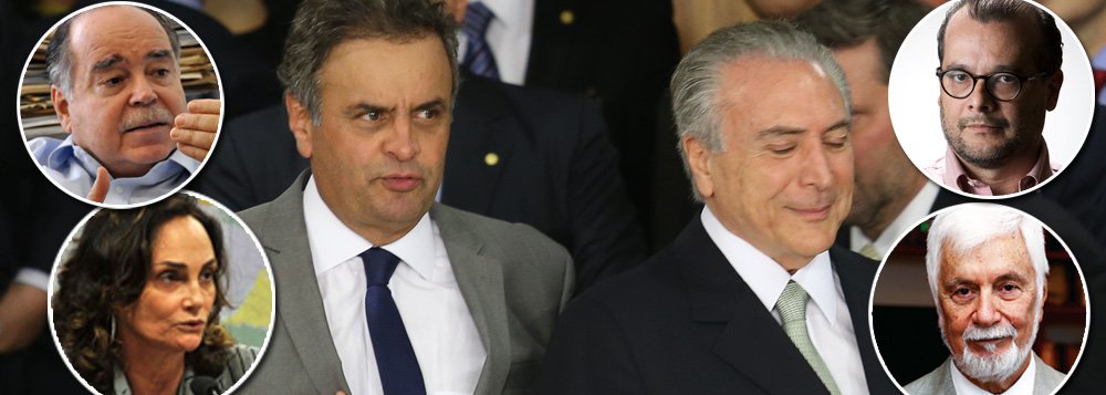 Em carta aberta ao senador Tasso Jereissati (PSDB-CE), quatro economistas ligados ao PSDB, Edmar Bacha, Elena Landau, Gustavo Franco e Luiz Roberto Cunha, ameaçaram deixar o ninho tucano e pediram a refundação do partido; segundo eles, que contribuíram com o governo FHC, os tucanos hoje se mostram incapazes "de se dissociar de um governo manchado pela corrupção institucionalizada"; a opção preferencial do PSDB pela corrupção foi feita pelo senador Aécio Neves (PSDB-MG), que decidiu apostar tudo na aliança com Michel Temer por não ter mais nada a perder; ambos são os protagonistas das delações da JBS e se tornaram os políticos mais rejeitados do País – Aécio com 90% e Temer com 94% (Foto: Leonardo Attuch) Em carta aberta ao senador Tasso Jereissati (PSDB-CE), quatro economistas ligados ao PSDB, Edmar Bacha, Elena Landau, Gustavo Franco e Luiz Roberto Cunha, ameaçaram deixar o ninho tucano e pediram a refundação do partido; segundo eles, que contribuíram com o governo FHC, os tucanos hoje se mostram incapazes "de se dissociar de um governo manchado pela corrupção institucionalizada"; a opção preferencial do PSDB pela corrupção foi feita pelo senador Aécio Neves (PSDB-MG), que decidiu apostar tudo na aliança com Michel Temer por não ter mais nada a perder; ambos são os protagonistas das delações da JBS e se tornaram os políticos mais rejeitados do País – Aécio com 90% e Temer com 94%