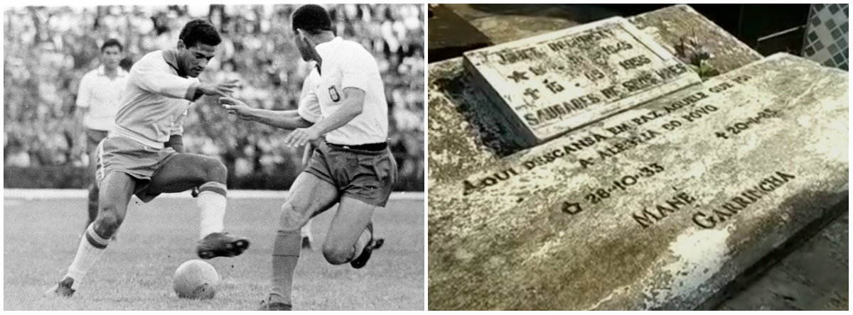 Os restos mortais de Mané Garrincha, bicampeão mundial pela seleção brasileira (1958 e 1962), foram retirados do cemitério onde estavam enterrados; quem descobriu foi a filha do jogador, que pretendia fazer uma homenagem ao pai no túmulo; Garrincha morreu em janeiro de 1983 e seu corpo foi enterrado no cemitério de Raiz da Serra, em Magé, Região Metropolitana do Rio (Foto: Leonardo Lucena) Os restos mortais de Mané Garrincha, bicampeão mundial pela seleção brasileira (1958 e 1962), foram retirados do cemitério onde estavam enterrados; quem descobriu foi a filha do jogador, que pretendia fazer uma homenagem ao pai no túmulo; Garrincha morreu em janeiro de 1983 e seu corpo foi enterrado no cemitério de Raiz da Serra, em Magé, Região Metropolitana do Rio