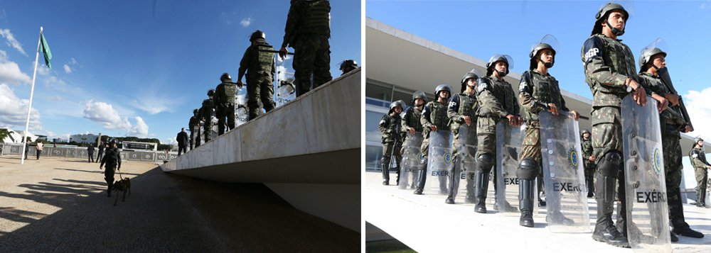 A Esplanada dos Ministérios amanheceu com militares protegendo os prédios públicos; a medida atende decreto do presidente Michel Temer publicado em edição extra do Diário Oficial da União, que “autoriza o emprego da Forças Armadas para a Garantia da Lei e da Ordem (GLO) no Distrito Federal”; o objetivo da medida é garantir a segurança dos servidores que trabalham nos ministérios e outras autarquias no centro da cidade (Foto: Leonardo Lucena) A Esplanada dos Ministérios amanheceu com militares protegendo os prédios públicos; a medida atende decreto do presidente Michel Temer publicado em edição extra do Diário Oficial da União, que “autoriza o emprego da Forças Armadas para a Garantia da Lei e da Ordem (GLO) no Distrito Federal”; o objetivo da medida é garantir a segurança dos servidores que trabalham nos ministérios e outras autarquias no centro da cidade