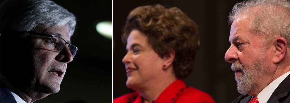 O procurador-geral da República, Rodrigo Janot, acaba de denunciar ao Supremo Tribunal Federal (STF) a presidente deposta Dilma Rousseff, o ex-presidente Lula e os ex-ministros da Fazenda Guido Mantega e Antônio Palocci pelo crime de organização criminosa; também foram denunciados a senadora Gleisi Hoffmann (PT-PR), o ex-ministro Paulo Bernardo, marido da parlamentar, e os ex-tesoureiros do PT João Vaccari e Edinho Silva; na denúncia, Janot sustenta que os acusados formaram uma suposta organização criminosa no Partido dos Trabalhadores para receber propina desviada da Petrobras durante as investigações da Lava Jato (Foto: Romulo Faro) O procurador-geral da República, Rodrigo Janot, acaba de denunciar ao Supremo Tribunal Federal (STF) a presidente deposta Dilma Rousseff, o ex-presidente Lula e os ex-ministros da Fazenda Guido Mantega e Antônio Palocci pelo crime de organização criminosa; também foram denunciados a senadora Gleisi Hoffmann (PT-PR), o ex-ministro Paulo Bernardo, marido da parlamentar, e os ex-tesoureiros do PT João Vaccari e Edinho Silva; na denúncia, Janot sustenta que os acusados formaram uma suposta organização criminosa no Partido dos Trabalhadores para receber propina desviada da Petrobras durante as investigações da Lava Jato