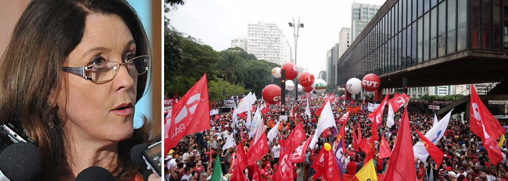 "Foi maior, muito maior do que imaginavam o governo e a própria oposição o movimento que paralisou transportes e escolas Brasil afora e culminou em manifestações nas principais capitais, destacando-se a reocupação da Paulista pelas forças vermelhas em São Paulo", afirma a jornalista Helena Chagas, dos Divergentes; ele diz que há ainda o temor (pelo governo) do chamado "efeito cascata, desencadeando outros protestos", e de que os atos influenciem os parlamentares, que vão votar as reformas, uma vez que "costumam ser extremamente sensíveis às ruas, sobretudo em anos pré-eleitorais" (Foto: Gisele Federicce) "Foi maior, muito maior do que imaginavam o governo e a própria oposição o movimento que paralisou transportes e escolas Brasil afora e culminou em manifestações nas principais capitais, destacando-se a reocupação da Paulista pelas forças vermelhas em São Paulo", afirma a jornalista Helena Chagas, dos Divergentes; ele diz que há ainda o temor (pelo governo) do chamado "efeito cascata, desencadeando outros protestos", e de que os atos influenciem os parlamentares, que vão votar as reformas, uma vez que "costumam ser extremamente sensíveis às ruas, sobretudo em anos pré-eleitorais"