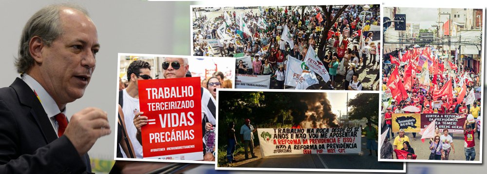 Com as manifestações contra a reforma da Previdência nas ruas de todo o País nesta quarta-feira 15, o ex-ministro e pré-candidato à presidência Ciro Gomes (PDT) divulgou vídeo nas redes sociais em que detona a proposta do governo Michel Temer, que segundo ele “não toca em privilégios”; a reforma “parte de um conceito errado de que o problema é a despesa. O problema não é a despesa”, diz ele; Ciro defende um novo sistema público, de capitalização; assista (Foto: Rodrigo Rocha) Com as manifestações contra a reforma da Previdência nas ruas de todo o País nesta quarta-feira 15, o ex-ministro e pré-candidato à presidência Ciro Gomes (PDT) divulgou vídeo nas redes sociais em que detona a proposta do governo Michel Temer, que segundo ele “não toca em privilégios”; a reforma “parte de um conceito errado de que o problema é a despesa. O problema não é a despesa”, diz ele; Ciro defende um novo sistema público, de capitalização; assista