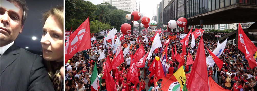 Em dia de mobilização nacional contra as reformas do governo Temer e greve de diversas categorias, como educação, transportes e bancos, um grupo de senadores da oposição denuncia que a resposta do Senado foi a tentativa de aprovar, em regime de urgência, "o pior dos projetos" sobre o tema, de autoria do senador Aloysio Nunes (PSDB-SP), que proíbe a greve por servidores públicos; "Eles estão tentando estancar esse processo de mobilização social", alerta Lindbergh Farias (PT-RJ); assista (Foto: Gisele Federicce) Em dia de mobilização nacional contra as reformas do governo Temer e greve de diversas categorias, como educação, transportes e bancos, um grupo de senadores da oposição denuncia que a resposta do Senado foi a tentativa de aprovar, em regime de urgência, "o pior dos projetos" sobre o tema, de autoria do senador Aloysio Nunes (PSDB-SP), que proíbe a greve por servidores públicos; "Eles estão tentando estancar esse processo de mobilização social", alerta Lindbergh Farias (PT-RJ); assista