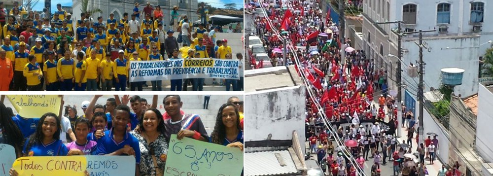 Milhares de trabalhadores ocuparam as ruas do Centro de Maceió para protestar contra a polêmica reforma da Previdência proposta pelo governo Michel Temer (PDB); servidores públicos estaduais e federais, rodoviários, trabalhadores dos Correios, e movimentos do campo e das mulheres participaram da manifestação (Foto: Voney Malta) Milhares de trabalhadores ocuparam as ruas do Centro de Maceió para protestar contra a polêmica reforma da Previdência proposta pelo governo Michel Temer (PDB); servidores públicos estaduais e federais, rodoviários, trabalhadores dos Correios, e movimentos do campo e das mulheres participaram da manifestação