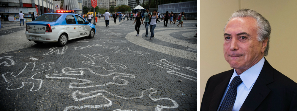 Com Michel Temer no poder, a quantidade de homicídios disparou em todo o País; só neste ano, o Brasil já atingiu a marca dos 28,2 mil assassinatos —homicídios dolosos, lesões corporais seguidas de morte e latrocínios (roubos seguidos de morte); são 155 assassinatos por dia, cerca de seis por hora nos Estados brasileiros, onde as características das mortes se repetem: ligada ao tráfico de drogas e tendo como vítimas jovens negros pobres da periferia executados com armas de fogo; número é 6,79% maior do que no mesmo período do ano passado e indica que o País pode retornar à casa dos 60 mil casos anuais; além das dificuldades de investimento dos Estados na segurança pública, a violência também é resultado da lentidão para implementação de um plano federal para o setor (Foto: Giuliana Miranda) Com Michel Temer no poder, a quantidade de homicídios disparou em todo o País; só neste ano, o Brasil já atingiu a marca dos 28,2 mil assassinatos —homicídios dolosos, lesões corporais seguidas de morte e latrocínios (roubos seguidos de morte); são 155 assassinatos por dia, cerca de seis por hora nos Estados brasileiros, onde as características das mortes se repetem: ligada ao tráfico de drogas e tendo como vítimas jovens negros pobres da periferia executados com armas de fogo; número é 6,79% maior do que no mesmo período do ano passado e indica que o País pode retornar à casa dos 60 mil casos anuais; além das dificuldades de investimento dos Estados na segurança pública, a violência também é resultado da lentidão para implementação de um plano federal para o setor