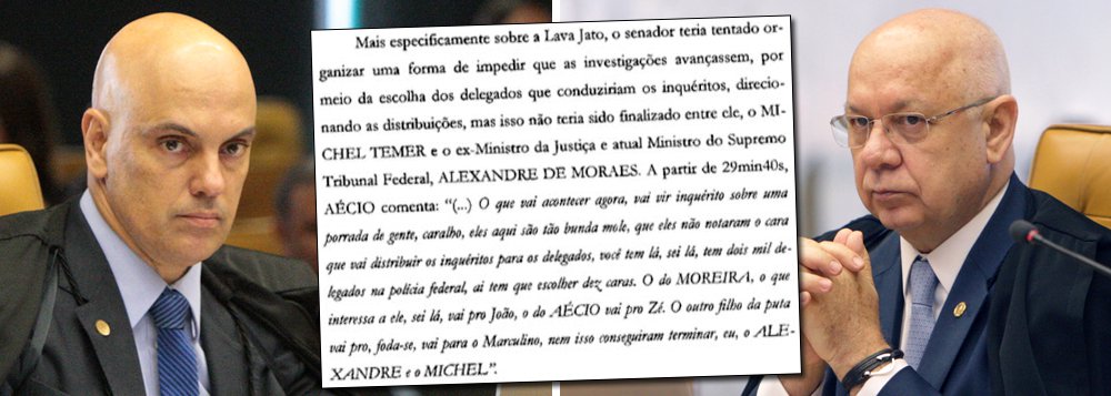 Além de indicar delegados para comandar os inquéritos nos quais os políticos de PMDB e PSDB estivessem envolvidos, o esquema de Aécio Neves e Michel Temer para estancar a Lava Jato, de acordo com gravações da JBS, envolve também a indicação de Alexandre de Moraes como ministro do Supremo Tribunal Federal na vaga de Teori Zavascki; o nome de Moraes é citado pelo senador tucano em uma conversa com Joesley sobre a tentativa de controlar as investigações (Foto: Charles Nisz) Além de indicar delegados para comandar os inquéritos nos quais os políticos de PMDB e PSDB estivessem envolvidos, o esquema de Aécio Neves e Michel Temer para estancar a Lava Jato, de acordo com gravações da JBS, envolve também a indicação de Alexandre de Moraes como ministro do Supremo Tribunal Federal na vaga de Teori Zavascki; o nome de Moraes é citado pelo senador tucano em uma conversa com Joesley sobre a tentativa de controlar as investigações