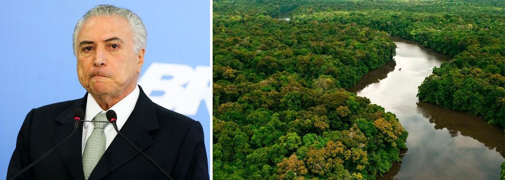 "Um presidente ávido por garantir votos na Câmara que bloqueiem o envio ao Supremo da segunda acusação contra ele da Procuradoria-Geral da República, que está a caminho, volta a alterar normas para a Amazônia. Desta vez, a fim de permitir a entrada de mineradoras em área sensível. Mesmo sem o aval do Ministro do Meio Ambiente, Sarney Filho", diz editorial do jornal (Foto: Gisele Federicce) "Um presidente ávido por garantir votos na Câmara que bloqueiem o envio ao Supremo da segunda acusação contra ele da Procuradoria-Geral da República, que está a caminho, volta a alterar normas para a Amazônia. Desta vez, a fim de permitir a entrada de mineradoras em área sensível. Mesmo sem o aval do Ministro do Meio Ambiente, Sarney Filho", diz editorial do jornal