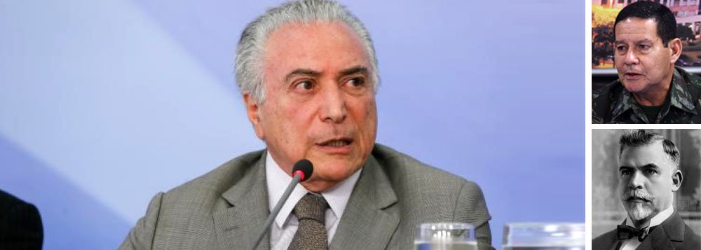 Colunista do 247, Alex Solnik lembra a deposição do presidente Washington Luís pelos militares, em 1930; em carta endereçada ao então presidente, os generais justificavam o golpe para garantir a salvação pública e a integridade da nação; "Esse golpe que, segundo o general Hamilton Mourão está em preparação e será deflagrado se o Poder Judiciário “não der um jeito na classe política” poderá ser o décimo. O texto da cartinha a Temer é só copiar da de Washington Luís", diz Solnik (Foto: Alex Solnik) Colunista do 247, Alex Solnik lembra a deposição do presidente Washington Luís pelos militares, em 1930; em carta endereçada ao então presidente, os generais justificavam o golpe para garantir a salvação pública e a integridade da nação; "Esse golpe que, segundo o general Hamilton Mourão está em preparação e será deflagrado se o Poder Judiciário “não der um jeito na classe política” poderá ser o décimo. O texto da cartinha a Temer é só copiar da de Washington Luís", diz Solnik