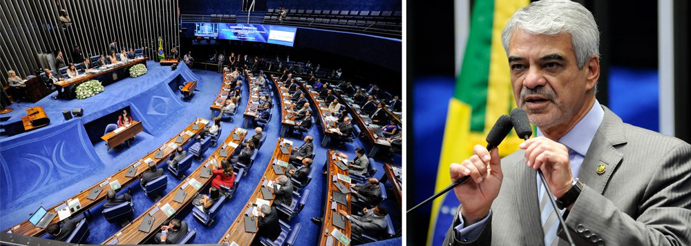O líder da Oposição no Senado, Humberto Costa (PT-PE), defendeu da CPI para apurar desvios de verbas, fraudes, sonegações e outras irregularidades no sistema que financia os benefícios do INSS; segundo o parlamentar, é preciso deixar claro ao povo que é falacioso e perverso o argumento de que há déficit na Previdência; o petista destacou que os dados oficiais mostram um saldo negativo de cerca de R$ 150 bi no ano passado; “Mas, como a própria Procuradoria-Geral da Fazenda Nacional revelou agora em 2017, a Previdência Social tem R$ 400 bilhões de créditos a receber de diversas empresas e entidades"; mais de 30 senadores, incluindo ele, já assinaram requerimento para criar o colegiado – são necessárias 27 assinaturas (Foto: Leonardo Lucena) O líder da Oposição no Senado, Humberto Costa (PT-PE), defendeu da CPI para apurar desvios de verbas, fraudes, sonegações e outras irregularidades no sistema que financia os benefícios do INSS; segundo o parlamentar, é preciso deixar claro ao povo que é falacioso e perverso o argumento de que há déficit na Previdência; o petista destacou que os dados oficiais mostram um saldo negativo de cerca de R$ 150 bi no ano passado; “Mas, como a própria Procuradoria-Geral da Fazenda Nacional revelou agora em 2017, a Previdência Social tem R$ 400 bilhões de créditos a receber de diversas empresas e entidades"; mais de 30 senadores, incluindo ele, já assinaram requerimento para criar o colegiado – são necessárias 27 assinaturas