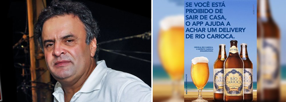 Enquanto senadores se articulam para derrubar a decisão do Supremo Tribunal Federal que afastou Aécio Neves (PSDB-MG) de seu mandato e o proibiu de sair de casa à noite, alguns fazem piada; é o caso da marca de cervejas Rio Carioca; em anúncio no Facebook, a empresa ironizou o recolhimento noturno imposto ao tucano; "Se você está proibido de sair de casa, o app ajuda a achar um delivery de Rio Carioca"; a imagem viralizou nas redes (Foto: Romulo Faro) Enquanto senadores se articulam para derrubar a decisão do Supremo Tribunal Federal que afastou Aécio Neves (PSDB-MG) de seu mandato e o proibiu de sair de casa à noite, alguns fazem piada; é o caso da marca de cervejas Rio Carioca; em anúncio no Facebook, a empresa ironizou o recolhimento noturno imposto ao tucano; "Se você está proibido de sair de casa, o app ajuda a achar um delivery de Rio Carioca"; a imagem viralizou nas redes