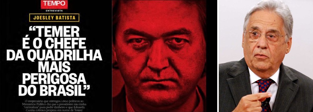 A entrevista de Joesley Batista à revista Época, é evidente, foi a razão da súbita mudança de posição de Fernando Henrique Cardoso que, três dias depois de abençoar o “fico” dos tucanos no Governo Temer, passou a defender “um gesto de grandeza”, a renúncia de Michel Temer e antecipação das eleições; leia a análise de Fernando Brito, editor do Tijolaço (Foto: Leonardo Attuch) A entrevista de Joesley Batista à revista Época, é evidente, foi a razão da súbita mudança de posição de Fernando Henrique Cardoso que, três dias depois de abençoar o “fico” dos tucanos no Governo Temer, passou a defender “um gesto de grandeza”, a renúncia de Michel Temer e antecipação das eleições; leia a análise de Fernando Brito, editor do Tijolaço