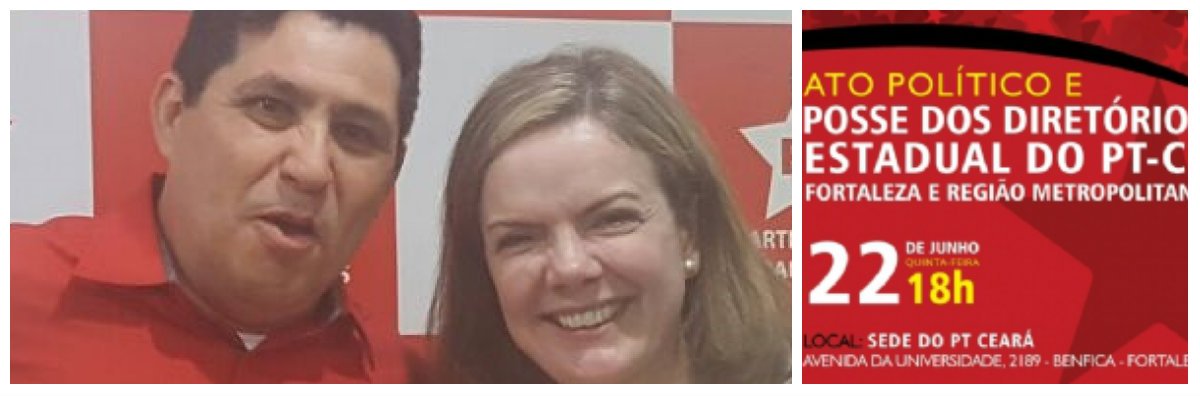 A senadora Gleisi Hoffmann, presidenta nacional do Partido dos Trabalhadores, estará em Fortaleza, no próximo dia 22, para participar do ato político de posse da nova direção estadual do PT. O presidente estadual, Fco. de Assis Diniz, foi reconduzido à presidência. Tomam posse, além do presidente, os membros do Diretório Estadual e dos conselhos de Ética e de Finanças. No ato político também deverá ser realizada a posse simbólica dos novos diretórios do PT dos municípios da Região Metropolitana de Fortaleza. Ainda em Fortaleza, a senadora deverá ter uma reunião com as mulheres do PT para conversar sobre as demandas do segmento (Foto: Fatima 247) A senadora Gleisi Hoffmann, presidenta nacional do Partido dos Trabalhadores, estará em Fortaleza, no próximo dia 22, para participar do ato político de posse da nova direção estadual do PT. O presidente estadual, Fco. de Assis Diniz, foi reconduzido à presidência. Tomam posse, além do presidente, os membros do Diretório Estadual e dos conselhos de Ética e de Finanças. No ato político também deverá ser realizada a posse simbólica dos novos diretórios do PT dos municípios da Região Metropolitana de Fortaleza. Ainda em Fortaleza, a senadora deverá ter uma reunião com as mulheres do PT para conversar sobre as demandas do segmento