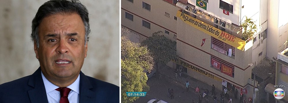 Ex-funcionários do jornal Hoje em Dia, de Belo Horizonte, e integrantes do MST ocupam o prédio onde funcionava a veículo; segundo o empresário Joesley Batista, da JBS, o prédio foi comprado pelo grupo de forma superfaturada a pedido do senador afastado Aécio Neves (PSDB-MG); ex-funcionários do jornal esperavam que o prédio fosse penhorado para o pagamento de dívidas trabalhistas; sede do Hoje em Dia funciona atualmente na zona oeste da capital mineira (Foto: Paulo Emílio) Ex-funcionários do jornal Hoje em Dia, de Belo Horizonte, e integrantes do MST ocupam o prédio onde funcionava a veículo; segundo o empresário Joesley Batista, da JBS, o prédio foi comprado pelo grupo de forma superfaturada a pedido do senador afastado Aécio Neves (PSDB-MG); ex-funcionários do jornal esperavam que o prédio fosse penhorado para o pagamento de dívidas trabalhistas; sede do Hoje em Dia funciona atualmente na zona oeste da capital mineira